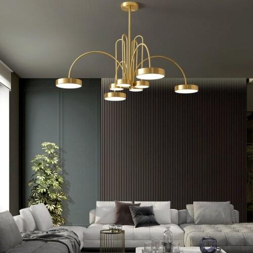 All Copper Chandelier Post Modern Simple Atmosphere Living Room Chandelier Nordic Style Light Luxury Net Red New Restaurant