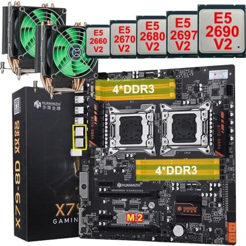 HUANANZHI X79-8D Motherboard with HI-SPEED M.2 NVME SSD Slot 2 Giga LAN Port Dual CPU Xeon E5 2690 V2 3.0GHz 10 Cores 20 Threads