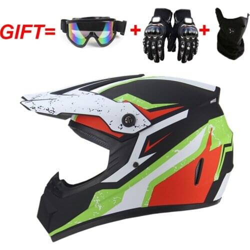 Motorcycle motocross Off Road Helmet with Goggle Mask Gloves ATV Dirt Bike Racing Helmet Men/Women Racing Casque Moto Casco