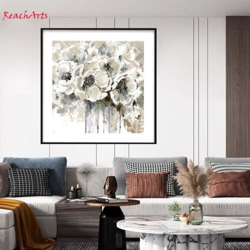 Wall Art Canvas Painting Picture Home Decoration Accessories Modern Floral Square Size For Living Room Luxury