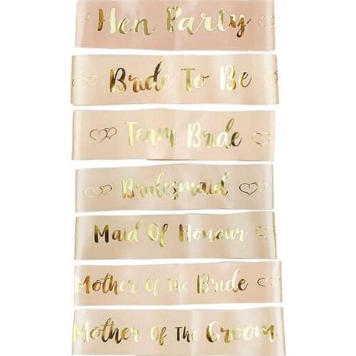 2021 New Wedding Gold Glitter Satin Ribbon Sash for Wedding Party Bachelorette Party Sash Bridal Shower Decorations Supplies