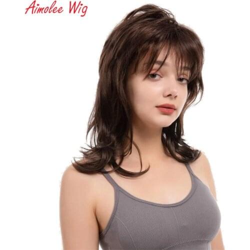 Aimolee Women Long Curly Wigs Synthetic Heat Resistant Hair Capless Wig Wine red/Blonde