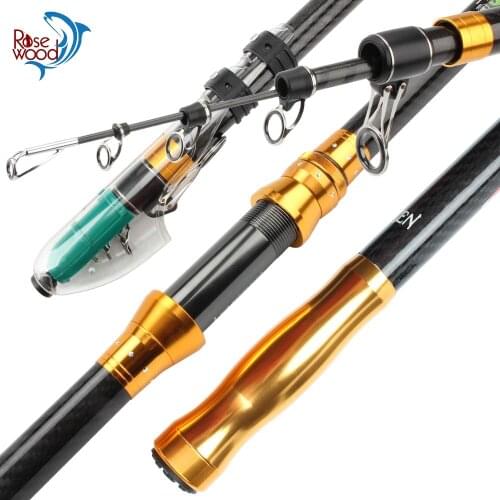 RoseWood Portable 3.6m 3.9m 4.2m 4.5m Telescopic Fishing Rod New Designed Travel Rod 4 Sections Metal Handle Surfcasting Pole
