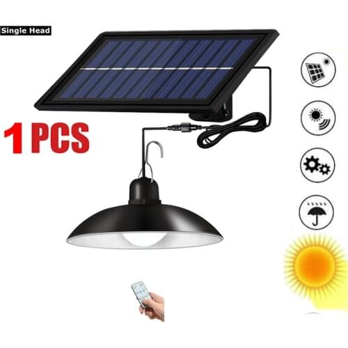 Remote 30 led 2 head Retro Lampshade Solar Pendant Chandelier solar Rechargeable Garden light Lawn Lamp Night Security Wall Ligh