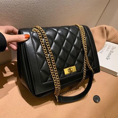 Luxury Chain Shoulder Bag Ladies Vintage PU Leather Bags Fashion Branded Chain Crossbody Shoulder Hand Bag Women Trend Handbags