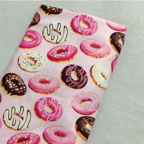 Sweet Donut Snack Printed Cotton Fabric 50x105cm Food Fabric Patchwork Cloth Bag Party Home Decoration