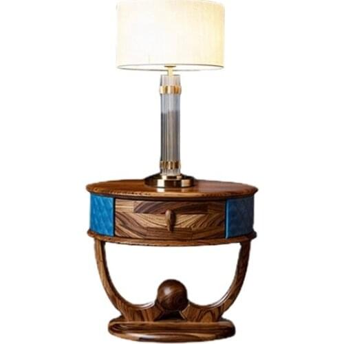 Modern unique design leather bedroom furniture wooden frame nightstand zebra wooden table top bedside table