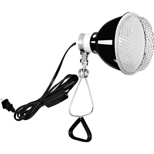 220-240V 75W Reptile Dome Light Clamp Lamp Fixture with 5.5 Inch Aluminum Reflector and Metal Guard for Amphibian PT-55WHDMAC