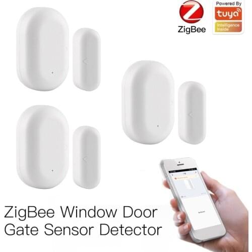 Tuya ZigBee Smart Window Door Gate Sensor Smart Home Security Alarm System Smart Life Tuya App Control Work With ZigBee Gateway