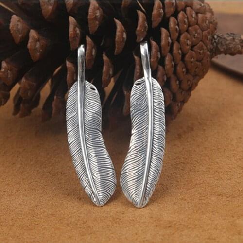 S925 Sterling Silver Jewelry Retro Thai Silver Men and Women Takahashi Goro Trend Feather Pendant