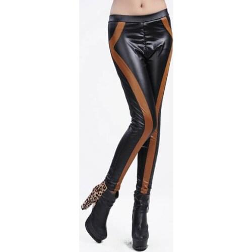 Leather Women Leggings With Pockets High Waist Spring Autumn Winter Female Thin Leather Leggings