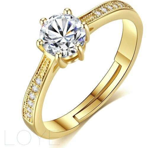 LOYE Six Claw cubic zirconia Crystal Rings for Women Classic Wedding Rings female Fashion Engagement Jewelry gifts