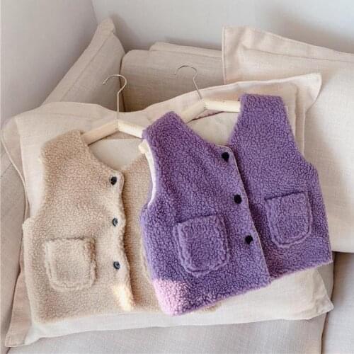 Girls Vest Fall Winter Thick Lamb Cashmere Kids Waistcoat For Girls Clothes Toddler Boy Tops Jackets Outerwear Children 1-6 Yrs
