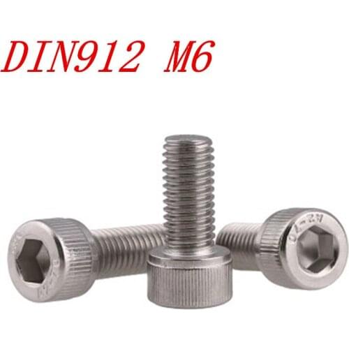 10pcs DIN912 M6*8/10/12/14/16/18/20/25/30/35/40/45/50 Stainless Steel Hexagon Socket Head Cap Screws Socket Bicycle Hex