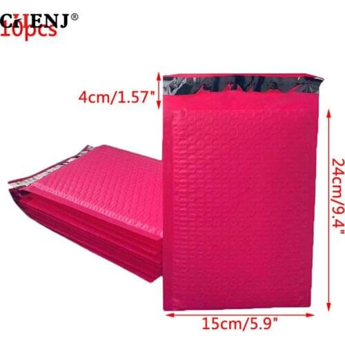 10pcs Rose Red Foam Envelope Bags Self Seal Mailers Padded Shipping Envelopes With Bubble Mailing Bag