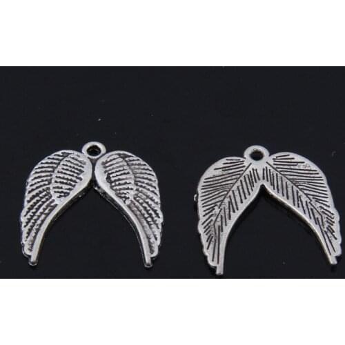 30 Pieces/lot Wing 21x19mm Silver Charms pendant Free Shipping Retro Jewelry For Bracelet Necklace