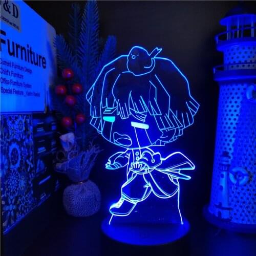 Demon Slayer Agatsuma Zenitsu 3D Night Light Kimetsu No Yaiba Lampara LED Luminaria Kawaii Room Decor Sunset Kid Lamp Decoration