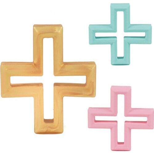 5PCS Silicone Cross Teether Baby Chew Necklace Sensory Chew Toy for Baby BPA Free Food Grade Silicone Nursing Tool