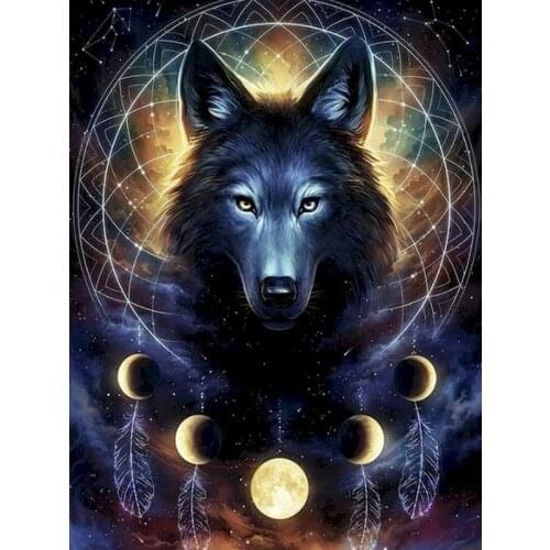 5D Diy Diamond Painting Wolf Full Square 3d Diamond Kits Embroidery Animals Reflection Pictures Of Rhinestones Mosaic Home Decor