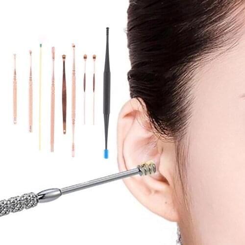 6/9Pcs/set Ear Wax Pickers Stainless Steel Earpick Wax Remover Curette Ear Pick Cleaner Ear Cleaner Spoon Care Ear Clean Tool