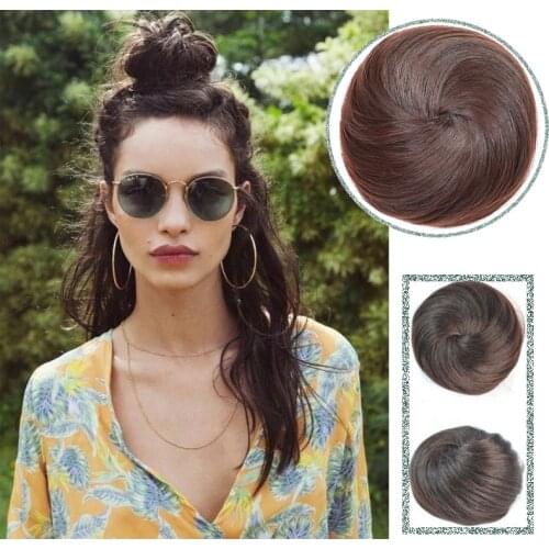 Afro Bun Brown Blonde Hair Chignon Synthetic Donut Roller Hairpieces High Temperature Fiber for Women headwear