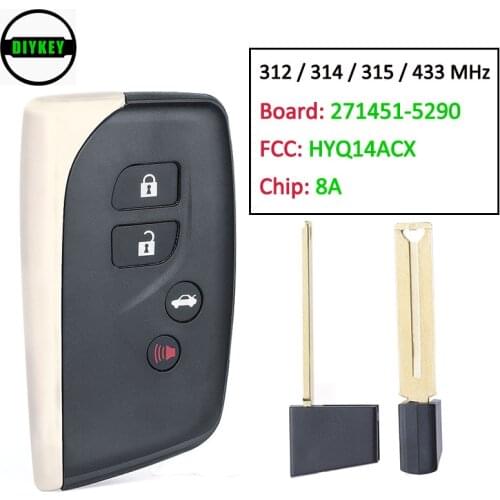 DIYKEY FCC: HYQ14ACX Smart Remote Key Fob 4 Button 312 / 314 / 315 / 433MHz 8A Chip for Lexus LS460 LS600H 2010-2017 271451-5290