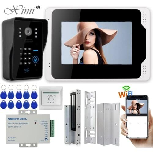 7" TFT Wireless Wifi RFID Video Door Phone Doorbell Intercom System with Electric Magnetic Door Lock 180KG+ 1000TVL Camera