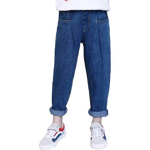 Jeans For Girls Pleated Kid Jeans Girl Harem Pants Childrens Jeans Spring Autumn Casual Teenage Girls Clothes 6 8 10 12 14 Year