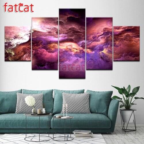 FATCAT Abstract color cloud nature 5 Piece Diy Diamond Painting Full Square Round Drill Diamond Embroidery Sale Decor AE1363
