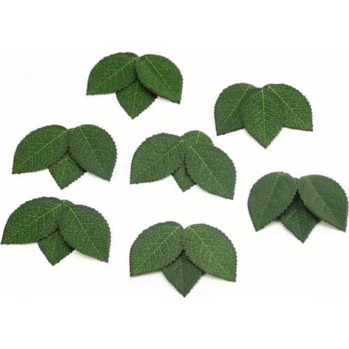 100 pieces Cheap High Quality Green Artificial Silk Leaf flowers Fake Plastic Leaves For Bouquet Garland Wedding decoration