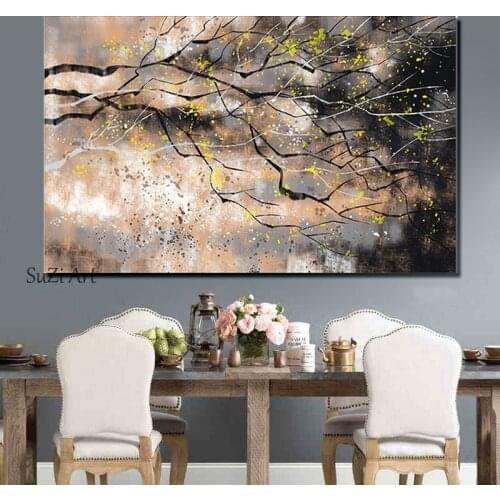 100% Hand Painted Abstract Plant Tree Art Oil Painting On Canvas Wall Art Frameless Picture Decoration For Live Room Home Decor