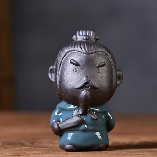 2pcs Ceramic Crafts Home Decoration Tea Ceremony Accessories Purple Clay Tea Pet Chinese Style Monk Figure