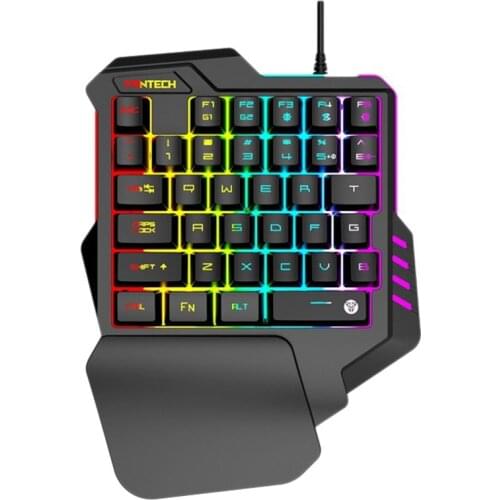FANTECH K512 One Hand Keyboard Left Hand Game Keyboard 35 Keys Ergonomics RGB 19 Buttons LED Backlit Keyboard for Game Player