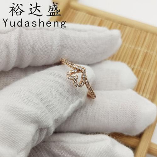 2021 Valentines Day Rose Gold Sparkling Wishbone Heart Ring