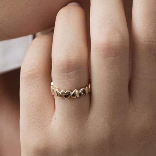 Tiny Heart Rings For Women Heart Surrounded Stacking Rings For Women Minimalist Gold Rings For Friend Cute Heart Rings Jewelry