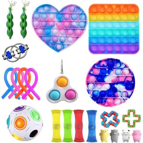 1set Fidget Toys Anti Stress Set Stretchy Strings Toys Gift Pack For Adults Kids Squishy Sensory Antistress Relief Figet Toy 55