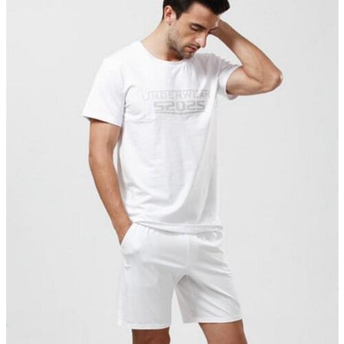 New Mens casual sleepwear mens modal summer lounge t-shirt shorts set thin cool mens sleep wear men pajamas sleepwear