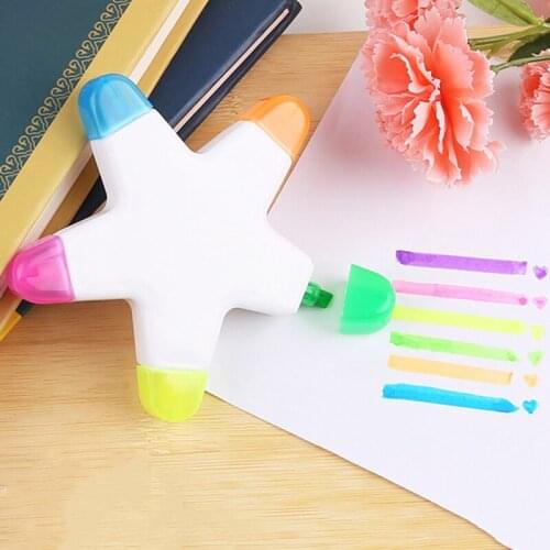 New Colorful Highlighter Star Highlighter Pen Colour Markers Colouring School Supplies Japanese Stationery