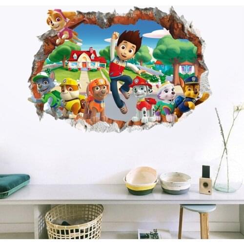 NEW Paw Patrol Kids Room Wall Stickers KidGirl Bedroom Poster Cute Cartoon Sticker Living Room DIY Wall Paper Home Decoration