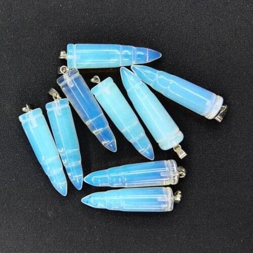 Wholesale Fashion opal stone pendulum charms opalte bullet head shape pendants fit jewelry making 10pcs/lot free
