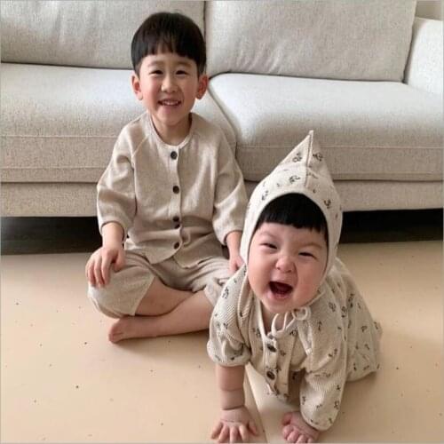 2021 Autumn Baby Boys And Girls Pajamas Two-Piece Set Ins New Baby Long Sleeve Spring Set Clothes