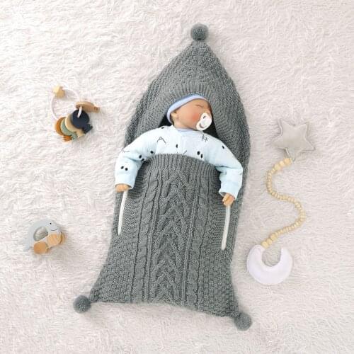 Newborn Baby Swaddle Blanket Infant Knitted Sleeping Bag Receiving Blanket Stroller Wrap For 0-4 Months