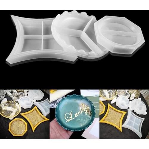 Transparent Flower Shape Dish Plate Silicone Mold Trinket Storage Tray Epoxy Resin Mold For DIY Home Table Decoration Dish Craft