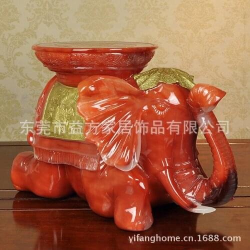 Factory direct imitation mahogany European creative crafts ornaments resin elephant stool changing his shoes stool Business Gift
