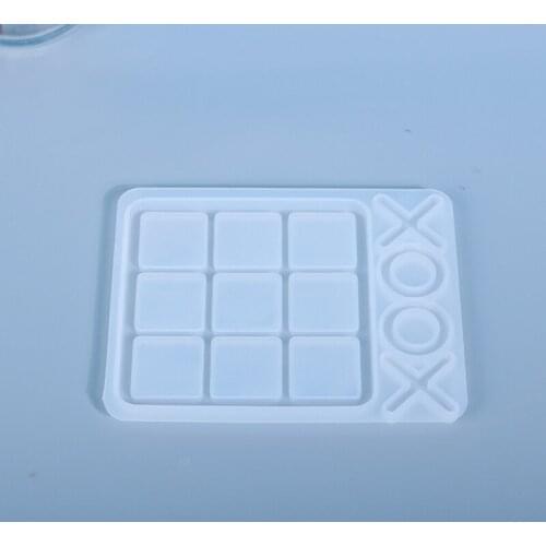 Crystal Epoxy Resin Mold DIY Crafts Making Tool Funny Game Tic-Tac-Toe Cabochons OX Board Casting Silicone Mould