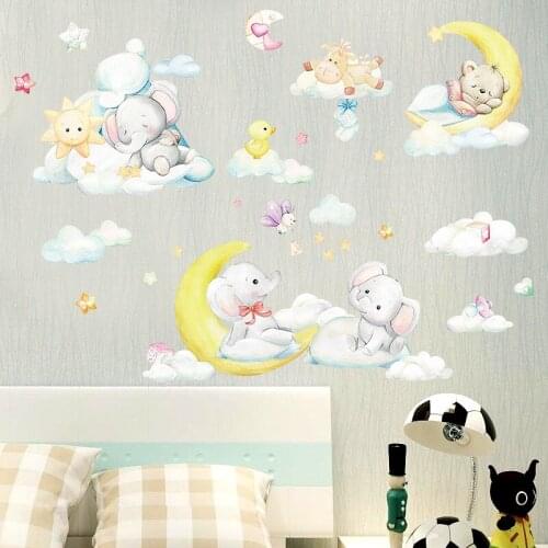 DIY Cartoon Animal Wall Stickers Boy Girl Kids Room Decor Aesthetic Baby Bedroom Wall Decoration Self-Adhesive Wallstickers Art