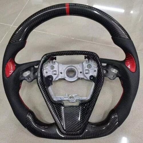 Cuatomized Real Carbon Fiber Sports Steering Wheel Alcantara Leather compatible for Toyota Avalon Camry Corolla 2018-2020