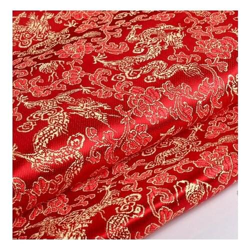 90cm*100cm Brocade cloth fabric Ancient costume decoration fabric brocade diy quality cloth material red backing gold dragons