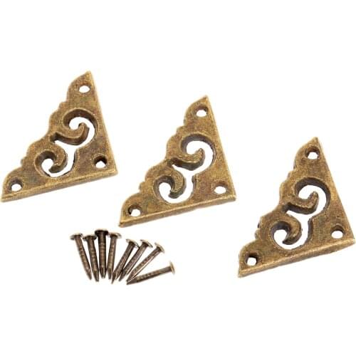 12Pcs Alloy Angle Corner Bracket Jewelry Wood Gift Case Box Scrapbook Album Corner Protector Decor Jewelry Box Hardware w/Srews