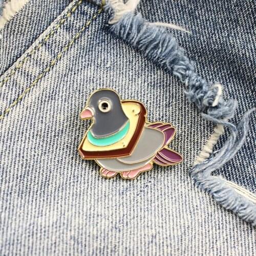 Unisex Cartoon Dove Bread Enamel Brooch Pin Badge Lapel Jacket Clothes Decor